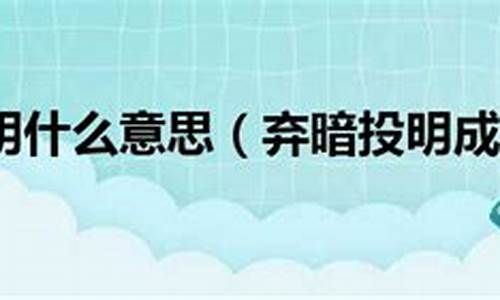 弃暗投明指的哪个生肖_弃暗投明打一生肖是什么